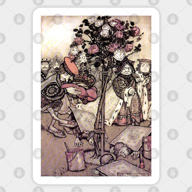 Painting the Roses Red - Alice in Wonderland - Arthur Rackham Sticker by forgottenbeauty